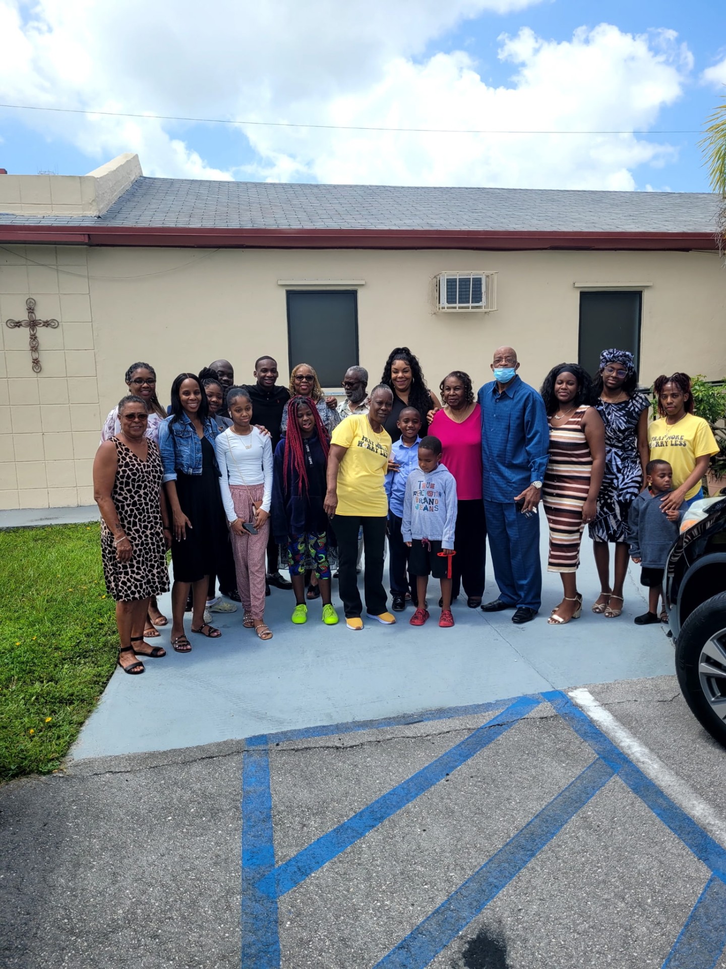 Members and families of Faith In Action gathered together after service